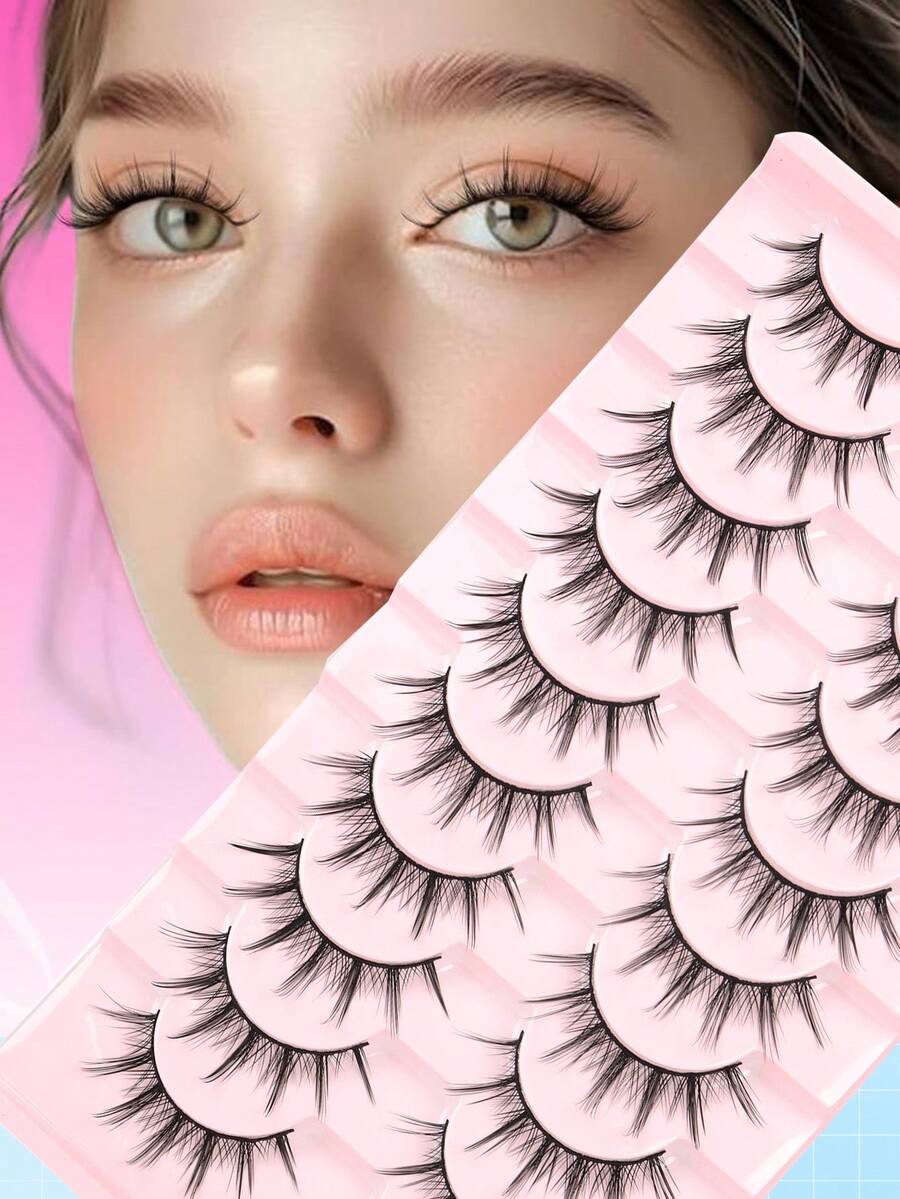 10 Paar Künstliche Wimpern, Anime-Stil Wimpern, Natürliche Künstliche 3D Wimpern, Geeignet für Anfänger, Künstliche Wimpernstreifen geeignet für Cosplay Rollenspiele - Spitze Manga-Wimpern - Übersicht 1