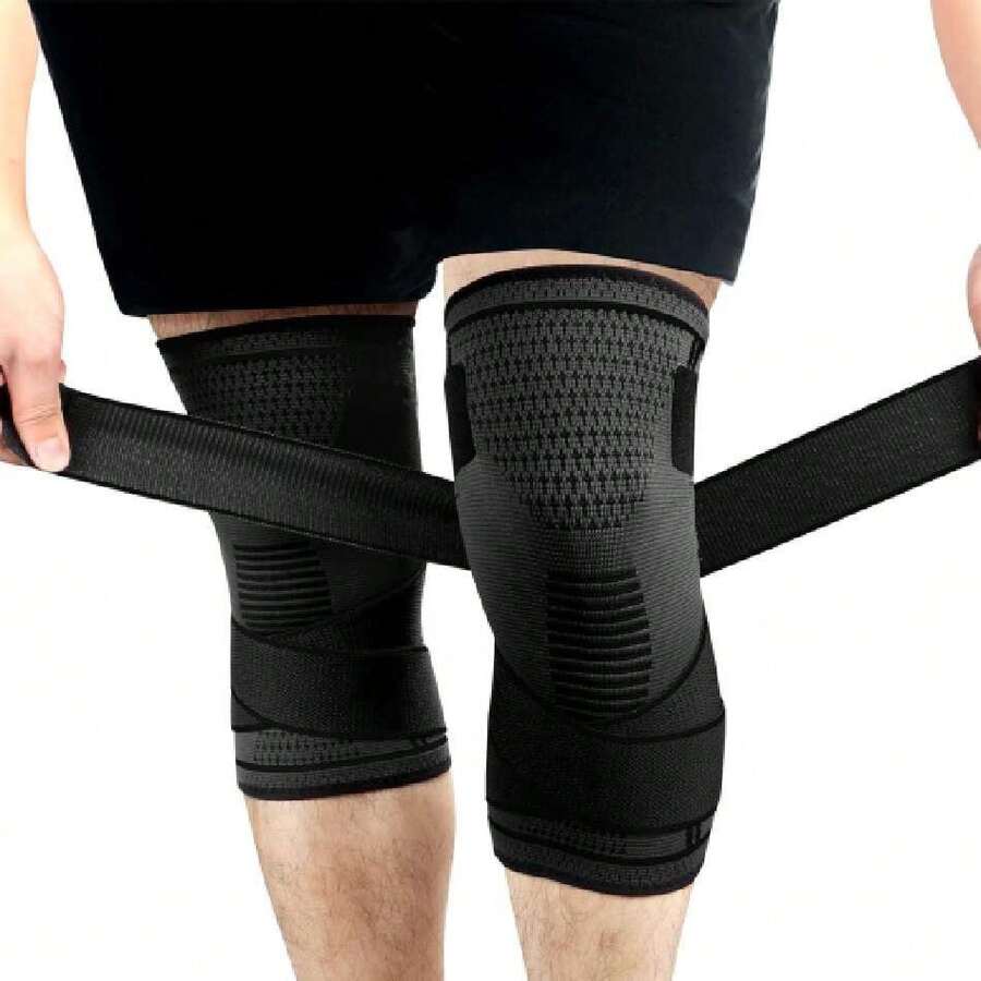 Rodillera Deportiva para Gym - Rodilleras Corssfit Basquetbol de Soporte Elástica Comprensión Para Deportes Gym Run Entrenamiento Bicicleta con Cinturones Antideslizantes Ajustables - 1 Par,40968261 - C - Ver 1