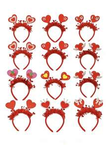 2/1pc High Quality Valentine's Day Headband, Heart-Shaped Headpiece, Wedding Atmosphere Decoration, Valentine's Day Party Supplies, Bridal Headpiece, Groomsman/Bridesmaid Headpiece - Multicolor - View 9
