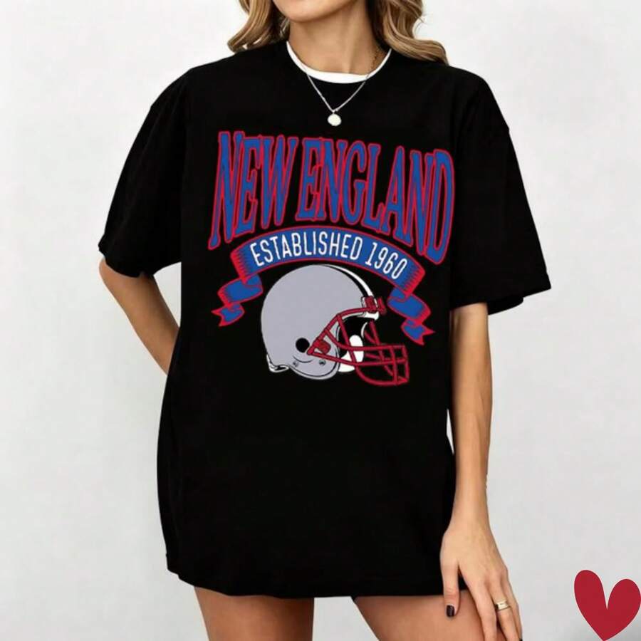New England Football Tee, The Fan Gift Crewneck, Game Day Shirts, Gift For Fans - Black - View 1