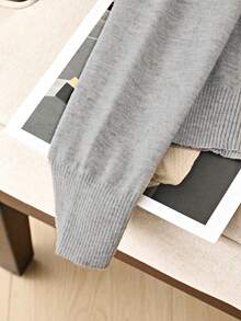 GIGOGOU 秋冬季女士薄款保暖休闲毛衣上衣，柔软舒适，简约时尚，秋季服装 - 銀色 - 查看 7