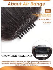 Women's Clip-On Air Bangs Hair Piece, Daily Wear Flat & Neat Bangs Hair Piece - Natural Black - View 4