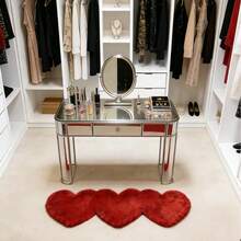 1pc Red Triple Heart Decor Carpet, Plush Bedroom Decor For Valentine's Day, Small Rug, Carpet, Love Home Decor, Living Room Carpet, Small Living Room Rug, Bedroom Carpet, Living Room Home Decor, Outdoor Rug, Washable Carpet