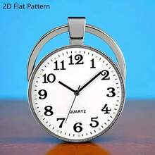 1 pieza Llavero con colgante de reloj de patrón de esfera minimalista moderno, de aleación de zinc de moda, regalo personal - Plateado - Ver 5