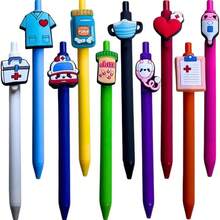 医疗主题圆珠笔，软硅胶卡通按压式圆珠笔，护士办公用品，学生油性圆珠笔 - 彩色 - 查看 9