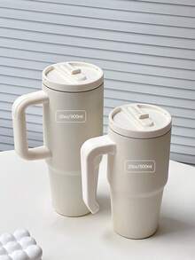 20盎司防漏保温杯，带提手和可折叠吸管，双层真空隔热，冷热饮皆宜，简约旅行杯 - 多色/20oz - 查看 5