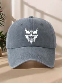 1顶男女通用纯色可调节户外运动休闲恶魔面具棒球帽，适合日常装饰，春/夏/秋/冬皆宜 - B - 查看 16