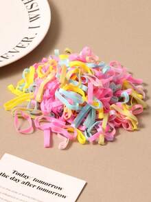 500个/包 女士高弹力一次性发圈，加厚加宽，黑色和彩色可选，成人无损发饰，马尾辫发圈，橡皮筋，发绳，弹力发圈 - 彩色 - 查看 5