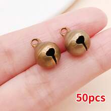 50pcs Vintage Mixed-Metal Mini Bell Charms - Copper Plated 18K Gold, Thick Silvery & Platinum - DIY Jewelry Findings For Bracelets, Necklaces & Christmas Decorations - Multicolor - View 19