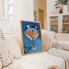 马提尼酒主题墙饰，一套三幅，超现实主义迷你人物与玛格丽塔和马提尼酒，中世纪风格墙饰，复古夏季海岸风情海滩趣味艺术海报，不含画框 - 多色 - 查看 4