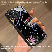 Estuche para teléfono con patrón abstracto floral colorido Compatible con estuches para teléfonos   17  17 Pro  16 Pro Max  15 Pro Max  14 y  13 Hecho de material TPU duradero, resistente a caídas y elegante Un regalo perfecto para familiares, amigos y seres queridos y un excelente regalo para cumpleaños, San Valentín y Año Nuevo - Negro - Ver 4
