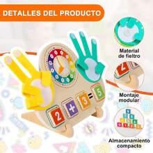 Conteo Dedos - Juguetes Bloques Numéricos para Contar, Juegos Montessori, Juguetes Educativos para Niños y Niñas (Reloj),40963334 - Rosa coral - Ver 5