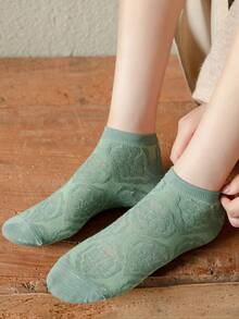 5/10双装 女士透气吸湿压花时尚短袜，春夏款 - 彩色 - 查看 6