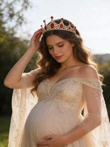 1件欧美风新娘公主3D皇冠头饰，优雅奢华水钻生日发饰，皇冠，头饰，头饰，婚礼皇冠 - 4168 紅色 - 查看 3