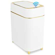 SUSTEAS Automatic Motion Sensor Trash Can – Hands-Free Touchless Kitchen & Bathroom Garbage Bin, 9L Capacity, Odor Control, Battery-Powered For Convenient Hygienic Disposal (WHITE&GOLD) - Champagne 9L - View 3