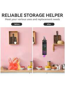 2-Pack Hanging Plastic Bag Holder Organizer - Mesh Design Grocery Bag Dispenser, Space-Saving Storage For Shopping Bags & Trash Bags In Home Kitchen - Black - View 9