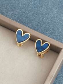 1 Pair Cute, Elegant, Minimalist, Retro, Hong Kong Style Heart Earrings - Multicolor - View 4