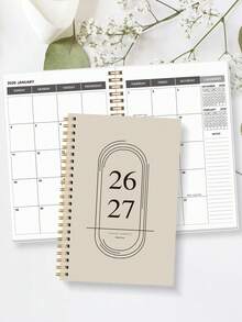 BUBU 1本2026-2027年周计划/月计划笔记本，螺旋装订，每日日程安排/学术预约记录本，提升效率，适合家庭、学校和办公室使用，A5尺寸，返校用品