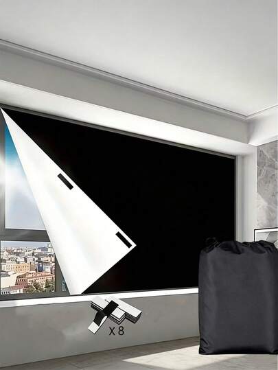 卧室专用100%遮光窗帘，便携式遮光窗帘，便携式DIY窗帘，轻便窗帘，免钻孔窗帘，带魔术贴的旅行遮光窗帘，无需钻孔，防晒窗帘，易于裁剪，适用于宿舍、影音室、卧室、房车和公寓