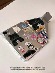 猫咪图案平板电脑保护套,兼容苹果Air 11英寸M3(2025款)/M2(2024款)、Air第五代(2022款)、(A16)11英寸第十一代(2025款),也兼容三星Galaxy Tab平板电脑和Kindle Paperwhite第十二代(2024款)。透明背壳,时尚图案保护套,支持自动睡眠/唤醒功能,配备气囊保护,适合作为礼物或办公用品。 - 彩色 - 查看 5