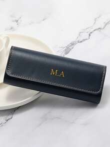 Customized DIY Gold Name Faux Leather Unisex Eyeglass Case, Portable Eyewear Storage Bag, Colorful, Cute, Fun, Kawaii Style, Y2K Retro, Fashionable & Versatile, Can Be Customized, Personalized, Unique, Ideal Gift For Him, Ideal Gift For Her, Boyfriend, Girlfriend, Family, Friends, Fashion Accessory, Stylish For Autumn, Boyfriend, Girlfriend, Family, Friends - Multicolor - View 9