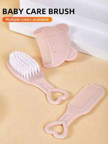 3pcs Newborn Baby Safety Brush Set, Infant Head Care MassageBrush Set, Baby Bathing Brush Set, Toddler Comb Set(Blue, Pink,White) - Multicolor - View 9