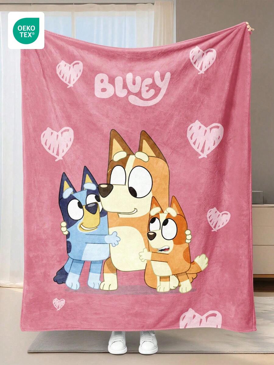 Bluey 1 chiếc chăn nỉ  - Sự lựa chọn hàng đầu cho trang trí phòng, siêu mềm, nhẹ, in hình hoạt hình,  ném bóng bay, gia đình , hoàn hảo cho gia đình, sử dụng hàng ngày, quà tặng sinh nhật (cho bạn bè, gia đình, chính bạn), thoải mái và ấm áp, mềm mại và dễ chăm sóc, kiểu dáng dễ thương, chăn có tua rua , họa tiết chủ đề hoạt hình, trang trí phòng ngủ, dịp cưới, chứng nhận Oeko-Tex.