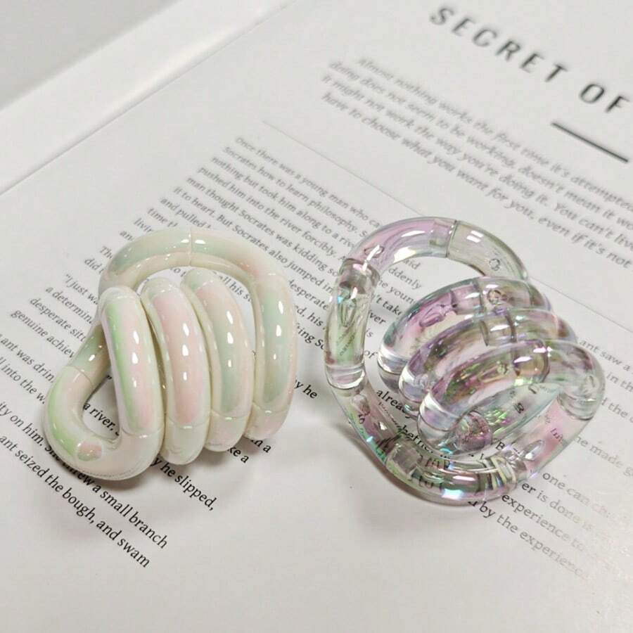 彩虹电镀金属手指减压训练器,炫彩金属慢回弹挤压玩具,成人专注力训练及焦虑缓解手部锻炼工具,适用于办公室减压/学习辅助/习惯管理/桌面玩具 - 彩色 - 查看 1