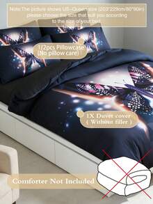 三件套简约印花被套，奢华柔软透气，抗皱，适合单人、宿舍、学生、卧室、酒店（1个被套+2个枕套，不含填充物），四季皆宜 - 灰色 - 查看 2