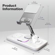 6-In-1 Wireless Charging Station For Ap Pl E Products With Clock, 5-Color RGB And Foldable, 15W Multiple Devices Wireless Charging Stand For IPad Stand, For Ip Ho Ne16, For Ai RP Ods, For Ap Pl E Watch - trắng - Xem 7