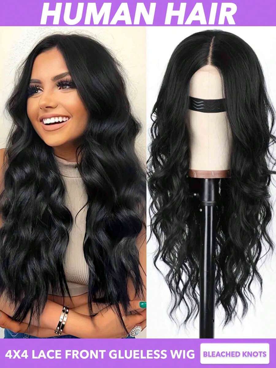 Bleached Knots 4x4 Lace Human Hair Front Wigs Pre Plucked With Baby Hair Wear And Go Glueless Wigs Real Human Hair 4x4 Body Wave Lace Front Wigs Human Hair Wigs For Women No Glue Lace Front Closure Ready To Wear Wigs 180% 250% Density 8-20 22 24 26 28 30 Inch Natural Black - Natural Black - View 1