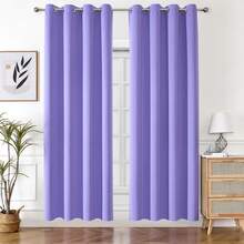 1片纯色涤纶遮光窗帘，遮光隔热，适用于客厅、卧室，紫色 - 淡紫色 - 查看 26