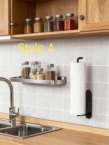 1pc Kitchen Paper Towel Holder, Countertop Paper Towel Dispenser, Napkin Box Rack, Stainless Steel Kitchen Paper Towel Holder With Weighted Base, Space-Saving Design For Paper Towels, Napkins, Kitchen Roll, Wall-Mounted Storage Organizer, Modern Kitchen Accessory, Durable Kitchen Utility, Wall-Mounted Dispenser, Kitchen Storage Accessory - Multicolor - View 7