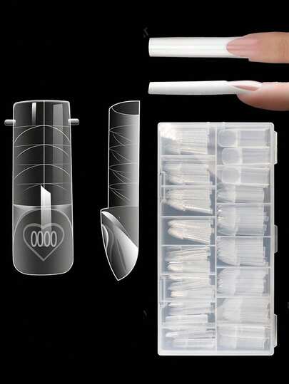 150pcs Full Cover Nail Forms, 15 Sizes Smart French Line Tip Square Nail Molds, Suitable For French Manicure Extension Nail Care Supplies