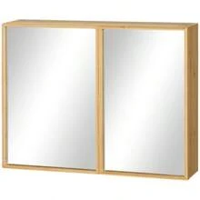 Bathroom Cabinet With Mirror And Double Doors, 3 Interior Shelves, Wall-Mounted Cabinet Made Of Natural Bamboo For Bathrooms. - Original Bamboo Color - View 8