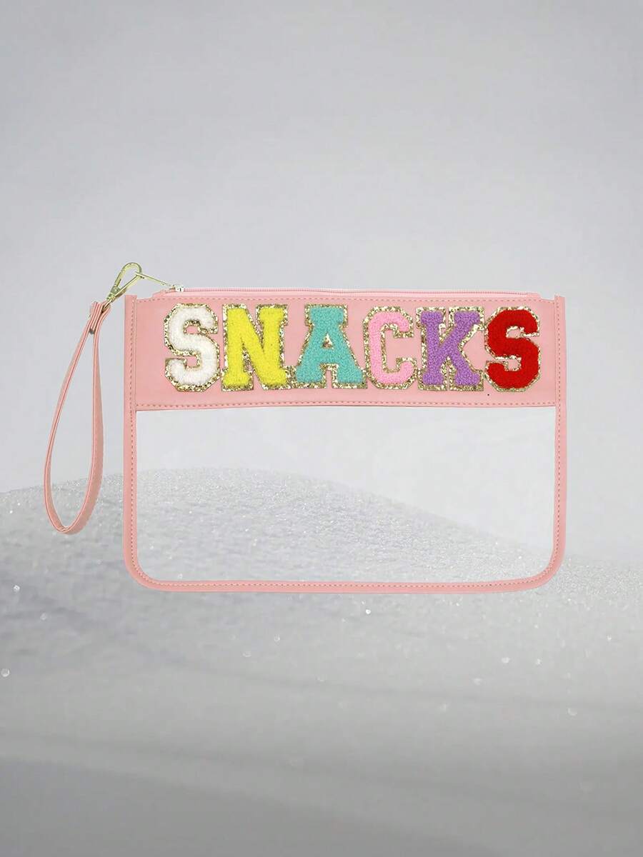 Women's Letter Transparent Zipper Storage Bag Transparent Cosmetic Bag Multifunctional Snack Bag - Baby Pink - View 1