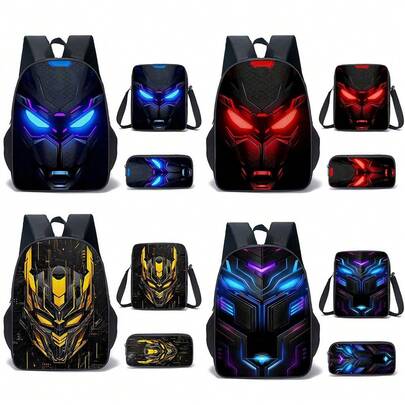 Cyberpunk Casual Backpack For Students, Heavy-Duty Polyester School Backpack With Laptop Compartment, Adjustable Padded Shoulder Straps And Reinforced Zippers, Suitable For Work, Travel, Gaming - Fashionable Unisex Backpack, Ideal Gift (Durable And Lightweight)