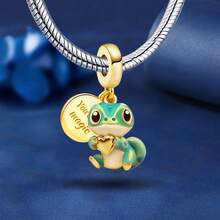 1件925纯银心形蜥蜴吊坠，适合女士手链、手镯DIY饰品制作及日常穿搭配饰，适合女孩佩戴