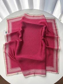 1pc Polka Dot Print Beach Towel Square Scarf Women Satin Bandana Print Scarves Head Band Fashion Lady Hair Shawl And Wrap Female Neckerchief Hijab - Wine Red - View 5