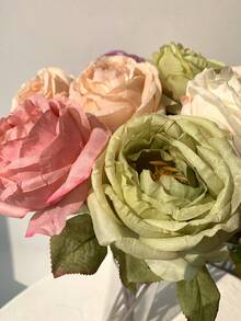 1/3/6支装，19.7英寸长仿真玫瑰，焦玫瑰色，适合DIY花墙、场景布置、客厅卧室花瓶插花、婚礼、派对、花园装饰、餐桌装饰、家居装饰、卧室装饰、母亲节礼物、生日、毕业季装饰、返校季装饰 - 彩色 - 查看 5