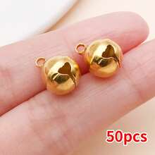 50pcs Vintage Mixed-Metal Mini Bell Charms - Copper Plated 18K Gold, Thick Silvery & Platinum - DIY Jewelry Findings For Bracelets, Necklaces & Christmas Decorations - Multicolor - View 24