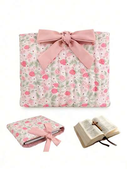 1 pieza Bolsa de almacenamiento de libros, bolso acolchado de diamantes, bolso organizador de mujer, adecuado para almacenar libros y útiles escolares, con un diseño floral minimalista, gran capacidad como regalo