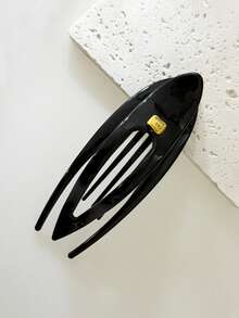 1个简约大号燕尾夹发夹，秋冬季女士发饰 - 黑色 - 查看 12