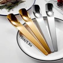 2pcs Stainless Steel Cake Spoon, Ice Cream Spoon, Square Spoon, Coffee Stirrer, Dessert Spoon, Ice Cream Scoop - Multicolor - View 4