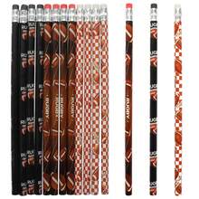 1 Pack/12pcs Pencils, School Supplies, Built-In Eraser, Creative Pencils, Football Basketball Rugby Shaped Pencils, Stationery, Christmas Gifts, Party Gifts - Multicolor - View 8