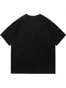 Camiseta hombre cuello redondo y manga corta.  Para hombres y mujeres, para parejas, para parejas, camiseta de manga corta con estampado de moda, camiseta de media manga, cómoda y transpirable - Negro - Ver 3
