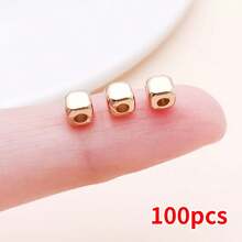 100pcs Metal Beads Set Golden, Rose Gold & Silvery Round, Heart, Star, Square Hoop Spacer Beads For DIY Bracelet, Necklace & Earring Jewelry Making - Multicolor - View 12