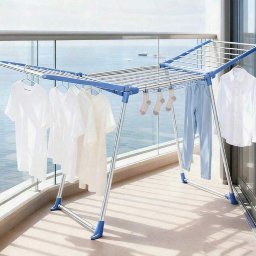 1 Giá phơi quần áo gấp gọn, tiết kiệm không gian, thích hợp sử dụng trong nhà và ngoài trời. Tuyệt vời để phơi quần áo, khăn tắm, đồ lót và đồ dùng cho em bé ở ban công, sân hiên, phòng ngủ và phòng giặt. - Nhiều màu - Xem 1