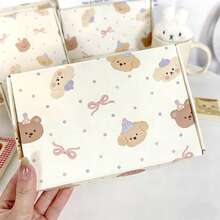 5Pcs Fashionable And Cute Cartoon Milk Tea Bear Gift Packaging Box, Packaged Out Packaging Box, Holiday Gift Packaging Box, Party Gift Packaging Box, Folding Airplane Box, Express Packaging Box, Cute And Creative Small Item Packaging Box