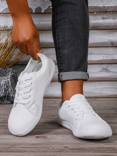 Men's Casual Fashion Knit Breathable Sports Shoes, Comfortable Casual Flat Walking Shoes, Wider Toe Design For Enhanced Comfort